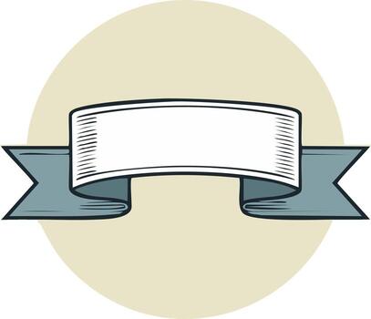 Hand drawn style blank ribbon banner design element with copy space and circle vector