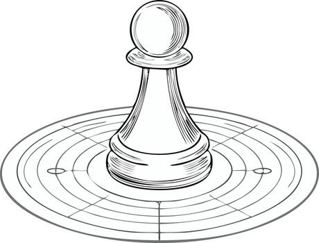 Illustration of a chess pawn on a circular target, symbolizing strategy and focused goals vector