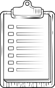 Line Art Clipboard with Empty Checklist Blank Form for To Do List or Survey vector