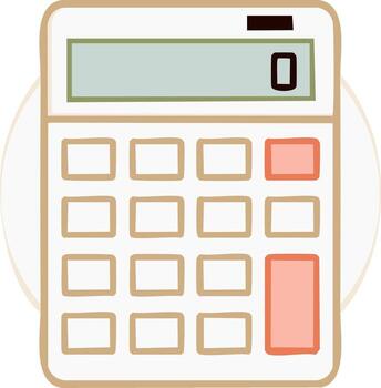 calculadora con cero en el monitor para matemáticas cálculos vector