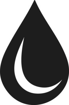 Water Drop Silhouette with Crescent Moon Reflection Icon in Minimalist Style vector