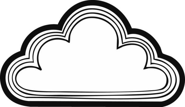 Stylized Cloud Graphic Weather Element Simple Line Art Black on White Background vector
