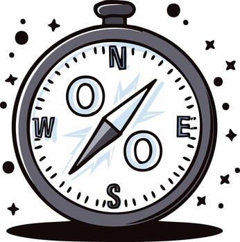 Artistic Compass Illustration with Directional Points and Abstract Details vector