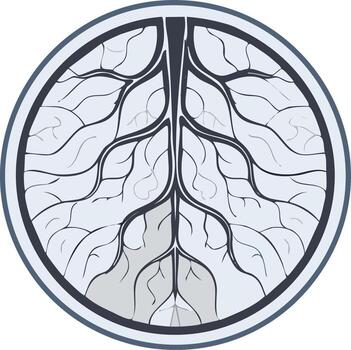 Abstract Circular Root System with Branching Veins and Textured Gradient Fill vector