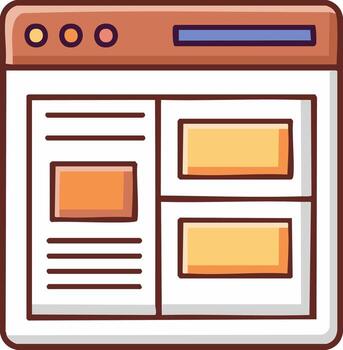 Web browser window showing a website page layout cartoon illustration vector