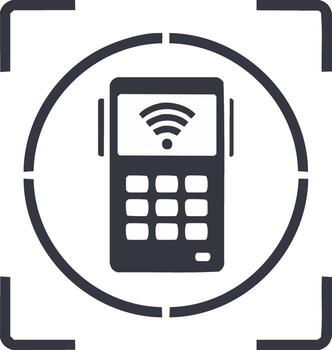 inalámbrico pago terminal icono con Wifi señal en atención marco digital financiero transacción tecnología vector