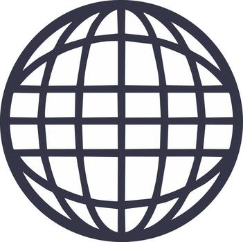 estilizado oscuro azul cuadrícula globo icono simbolizando global conexión y Internet red vector