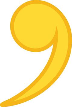 Yellow Comma Punctuation Mark Graphic Icon Design for Writing and Grammar vector