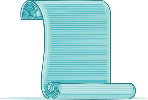 Illustration of an old rolled up scroll with lines in blue color, vector