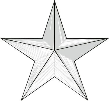Illustrative image of a five-pointed star, geometric, gray shaded, simple design vector