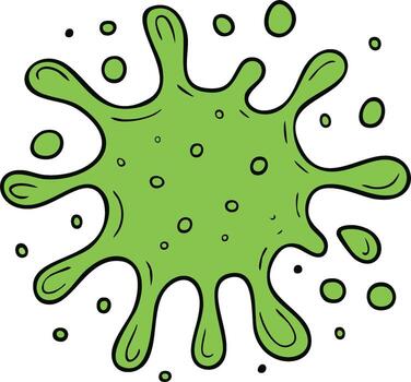 Green liquid blob with small circles and liquid splashes illustration vector