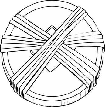 Circular object wrapped with horizontal and diagonal bands illustration vector