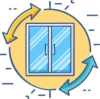 Illustration of a window with arrows suggesting the concept of change or direction vector