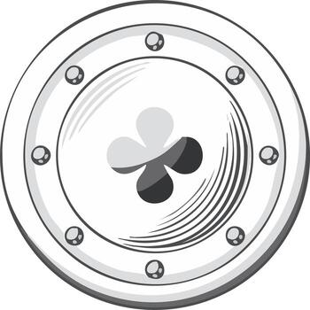 Decorative round element with a clover inside and metallic details for graphic design and artwork creation vector