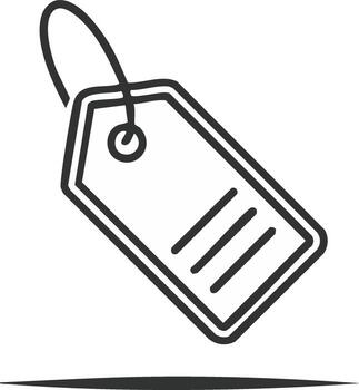 Simple outline illustration of a blank price tag hanging with a string vector