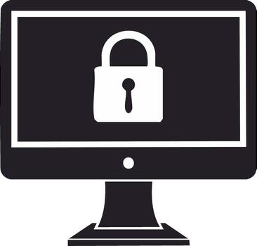 Computer Monitor Displaying Padlock Symbol Indicating Security and Data Protection, Cyber Safety and System Safety Concept vector