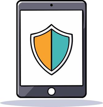 Tablet Device Icon with a Shield Design Symbolizing Protection, Security and Safety Online vector