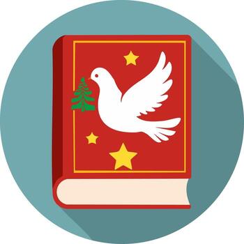 Chrismas Book Icon with Dove and Fir Tree for Holiday Themes and Greetings Projects vector