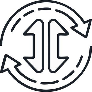 intercambiar flechas icono en circulo describir, datos transferir, sincronizar, lazo y ciclo concepto, vector