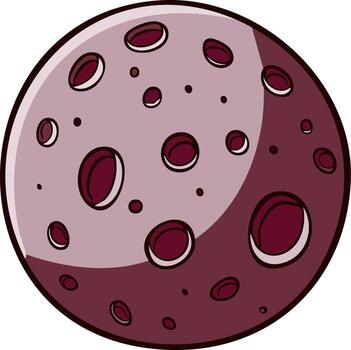 Stylized cosmic moon with craters and shade in purple tones for space exploration concepts vector