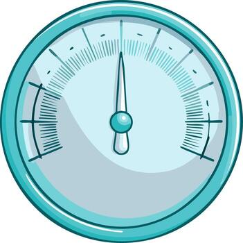 Teal Dial Gauge with Indicator Needle Pointing Upward vector