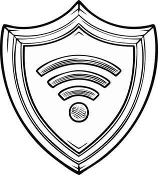 Secure wireless internet connection shield icon illustration for network protection vector