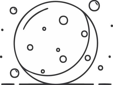 Minimalistic Planetary Outline with Craters and Spheres, Simple Space Concept vector