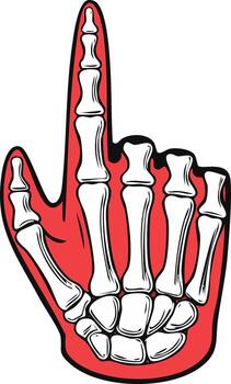 Skeleton hand with index finger raised in a gesture of pointing or number one vector