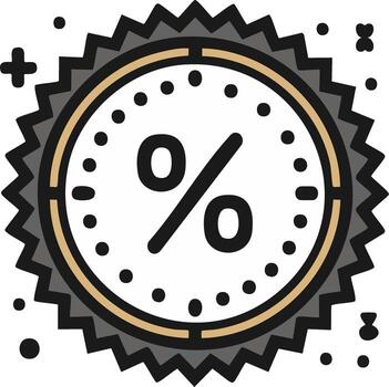 descuento emblema con un porcentaje firmar en un Starburst estilo en formato vector