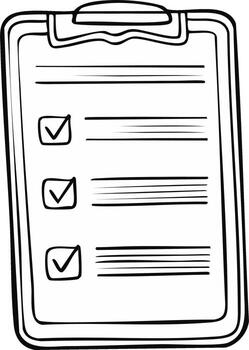 Hand drawn clipboard with checklist and completed tasks vector