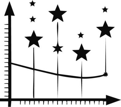 Abstract graph with stars showing growth or decline illustration vector