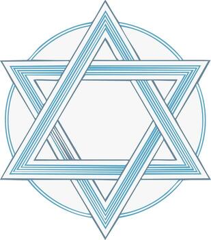 Geometric Star of David symbol with blue lines and a circular outline vector