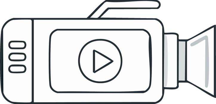 Outline Camera Illustration with Play Button Icon vector