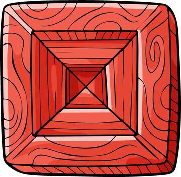 Stylized overhead view of a square cut of raw salmon with black outlines and smooth gradient shading vector