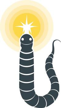 Stylized Snake with Bright Starburst Light Emanating from Head Unique Mythical Creature vector