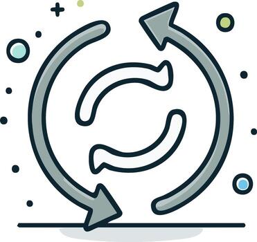 giratorio flechas en circulo reciclar símbolo icono, proceso movimiento y recarga animación vector