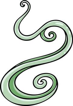 Green Swirls with Delicate Curls and Outline Decorative Element vector