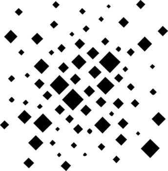 Scattered squares pattern, black geometric shapes on white background vector