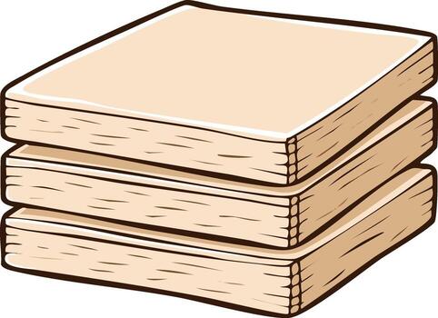 Stack of three plain blank books cartoon illustration for education and knowledge concept vector