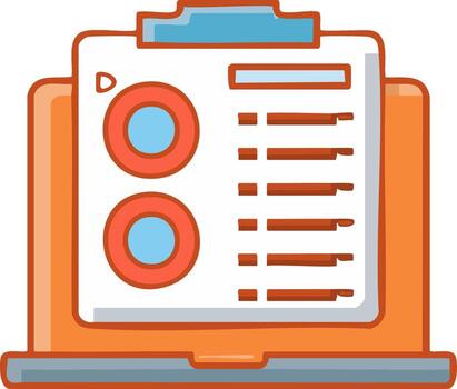 ordenador portátil computadora pantalla con rosquilla cartas y tablero datos análisis concepto monitor vector