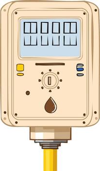 Water Meter Illustration with Display Numbers and Drop Design Element vector
