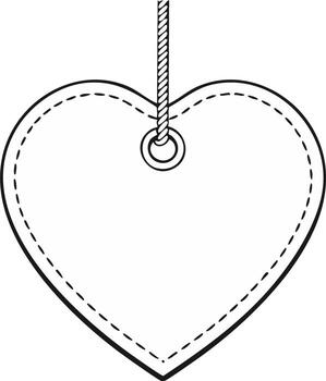 Hanging Heart Tag Outline with Dashed Stitching and String for a Simple or Minimalist Product or Gift vector
