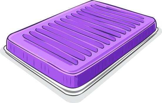 Stylized Illustration of a Rectangular Purple Air Mattress with Groove Pattern vector