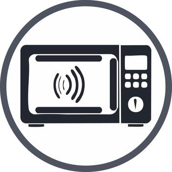 Modern Microwave Oven With Waves Symbol Isolated In Circle Simple Icon vector