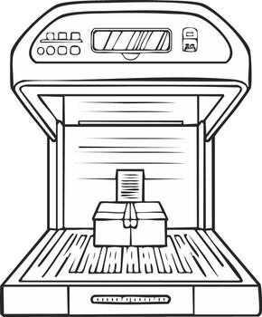 Delivery Box and Documents on Conveyor Belt in a Modern Automated System vector