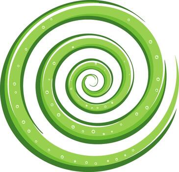 Lime Green Swirl with Dots, Abstract Green Whirlpool, Circle Flow, Round Pattern with White Highlights, Curvy Lines vector