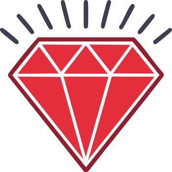 Red Gemstone Graphic Shining with Sparkles in a Flat Design Style vector