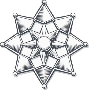 Badge Icon with Points and Ornamental Accents Emphasizing Elegance and Decorative Elements vector