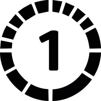 One countdown timer symbol, circle with segments, flat design element vector