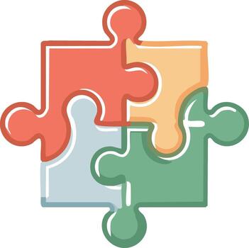 Colorful Interlocking Puzzle Pieces Illustration for Teamwork, Solution, and Integration vector